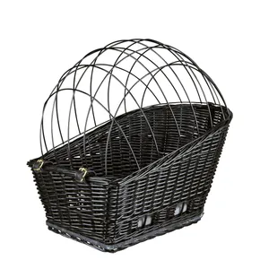 Wiklinowy kosz transportowy do tylnego bagażnika rowerowego - czarny 35x49x55 cm (maks. 8 kg)
